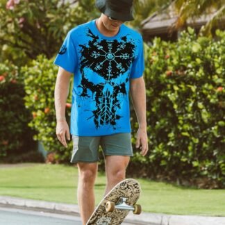 Men’s Viking Graphic Long Sleeve Shirt – Norse Mythology Print Tee Athletic Quick-Dry Performance Top