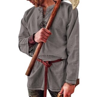 Men's Fashion Cotton Linen Shirt Long Sleeve Solid Color Ethnic Beach Yoga Top