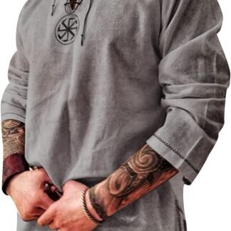 Men's Fashion Cotton Linen Shirt Long Sleeve Solid Color Ethnic Beach Yoga Top