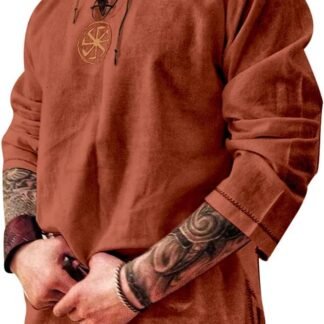 Men's Fashion Cotton Linen Shirt Long Sleeve Solid Color Ethnic Beach Yoga Top