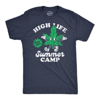 Mens High Life Summer Camp Funny T Shirts Sarcastic 420 Graphic Tee for Men