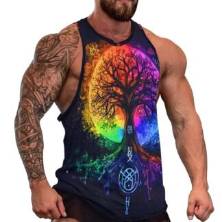 Men's Novelty 3D Viking Print Graphic Tank Tops Muscle Casual Sleeveless T-Shirt Norse Mythology Summer Tees