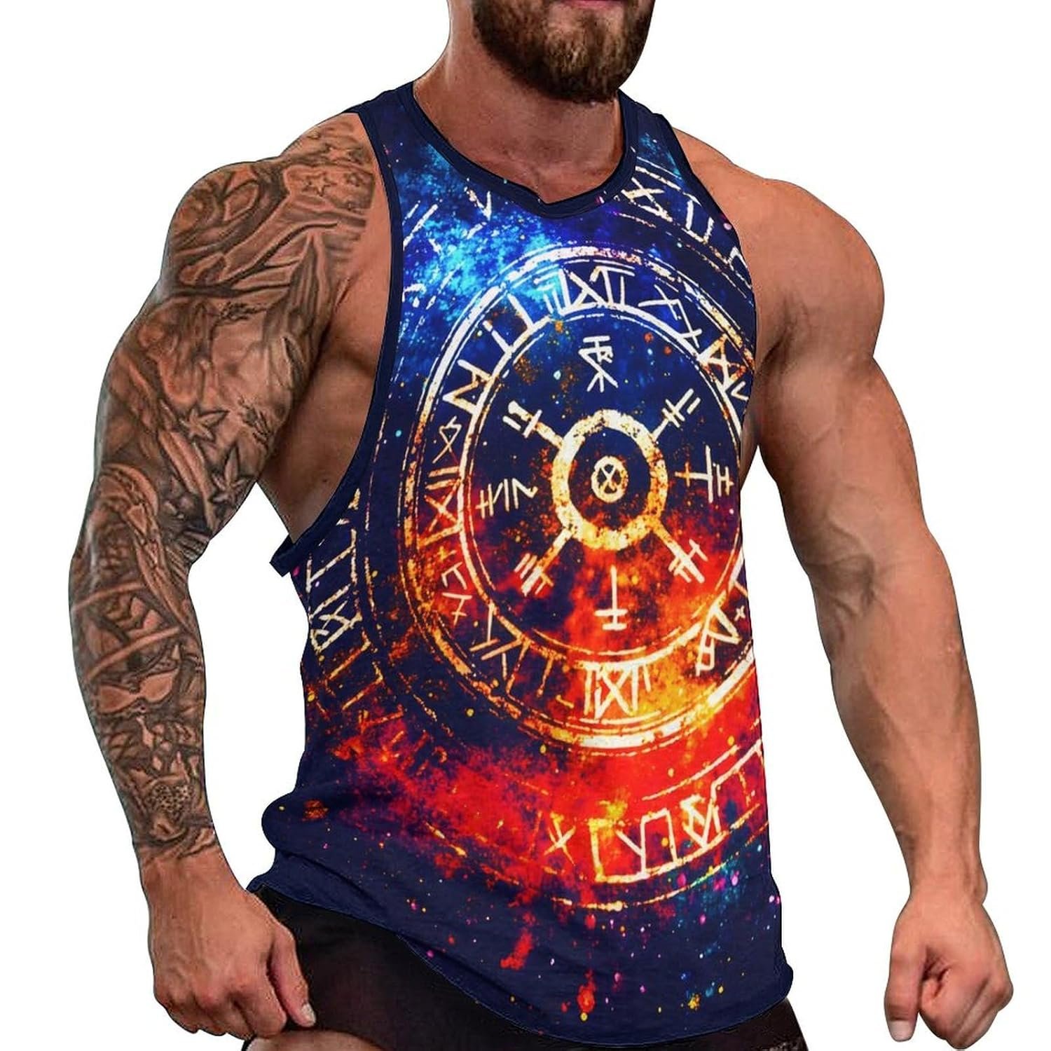 Mens Novelty 3D Viking Print Graphic Tank Tops Muscle Casual Sleeveless T-Shirt Norse Mythology Summer Tees - lunas-mystic-emporium.com Men's Novelty 3D Viking Print Graphic Tank Tops Muscle Casual Sleeveless T-Shirt Norse Mythology Summer Tees