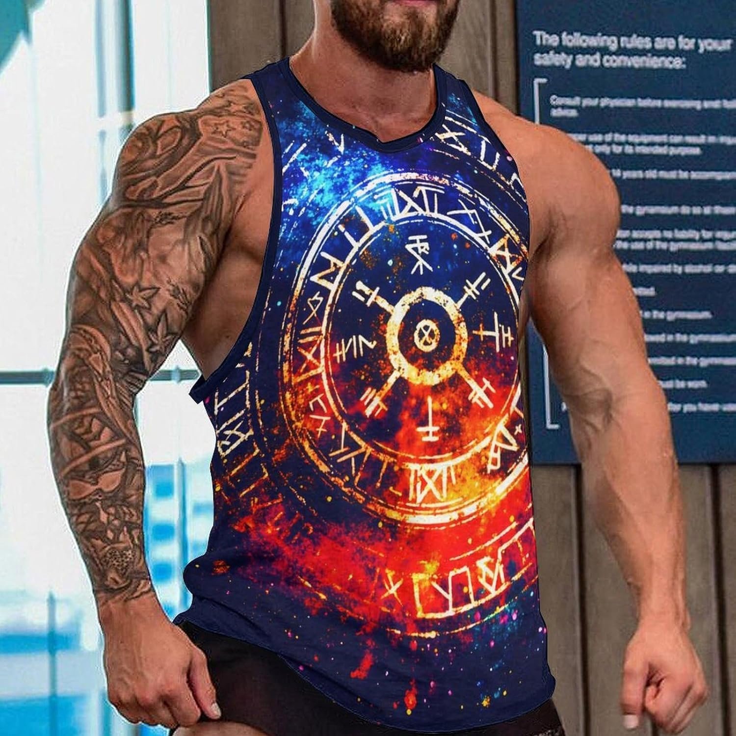 Mens Novelty 3D Viking Print Graphic Tank Tops Muscle Casual Sleeveless T-Shirt Norse Mythology Summer Tees - lunas-mystic-emporium.com Men's Novelty 3D Viking Print Graphic Tank Tops Muscle Casual Sleeveless T-Shirt Norse Mythology Summer Tees