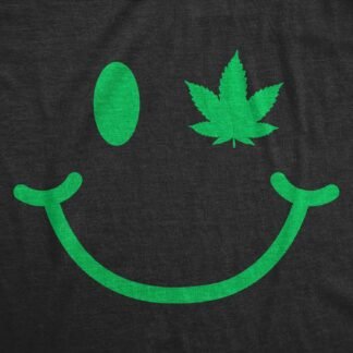Mens Pot Leaf Eye Smiling Face T Shirt Funny 420 Weed Lovers Smile Tee for Guys