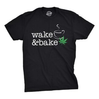 Mens Wake and Bake T Shirt Funny Morning Marijuana Legalization Tee for Guys