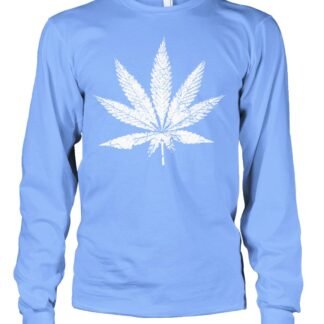 Men's White Weed Marijuana Leaf Cannabis 420 Long Sleeve T-Shirt