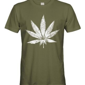 Men's White Weed Marijuana Leaf Cannabis 420 T-Shirt