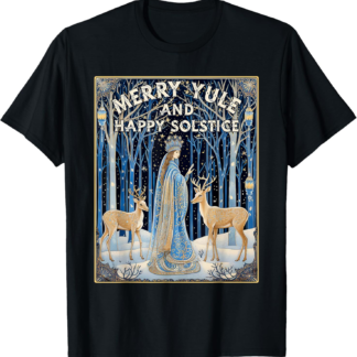 Merry Yule And Happy Winter Solstice Deer Christmas Gothic T-Shirt