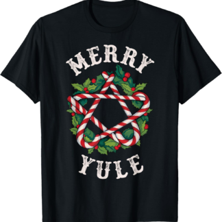 Merry Yule Winter Solstice Holly Christmas Pagan Pentagram T-Shirt