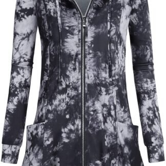 Miusey Womens Zip Up Long Hoodie Jacket Lightweight Tunic Sweatshirt Open Front Cardigan