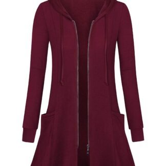 Miusey Womens Zip Up Long Hoodie Jacket Lightweight Tunic Sweatshirt Open Front Cardigan