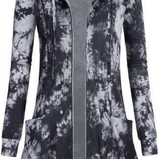 Miusey Womens Zip Up Long Hoodie Jacket Lightweight Tunic Sweatshirt Open Front Cardigan