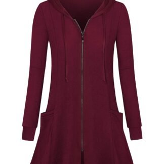 Miusey Womens Zip Up Long Hoodie Jacket Lightweight Tunic Sweatshirt Open Front Cardigan