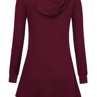 Miusey Womens Zip Up Long Hoodie Jacket Lightweight Tunic Sweatshirt Open Front Cardigan