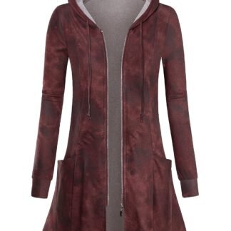 Miusey Womens Zip Up Long Hoodie Jacket Lightweight Tunic Sweatshirt Open Front Cardigan