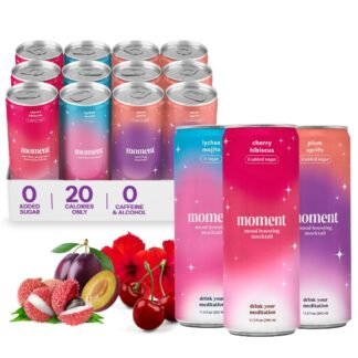 Moment Mocktails Non Alcoholic Drinks (Shark Tank) | SPARKLING Classics Adaptogen Drink | L-Theanine & Ashwagandha for Calm & Clarity | 0 Added Sugar 0 Caffeine | 12-pack