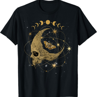 Moon Phases, Lunar Moth, Skull, Wiccan, Gothic, Mystic T-Shirt