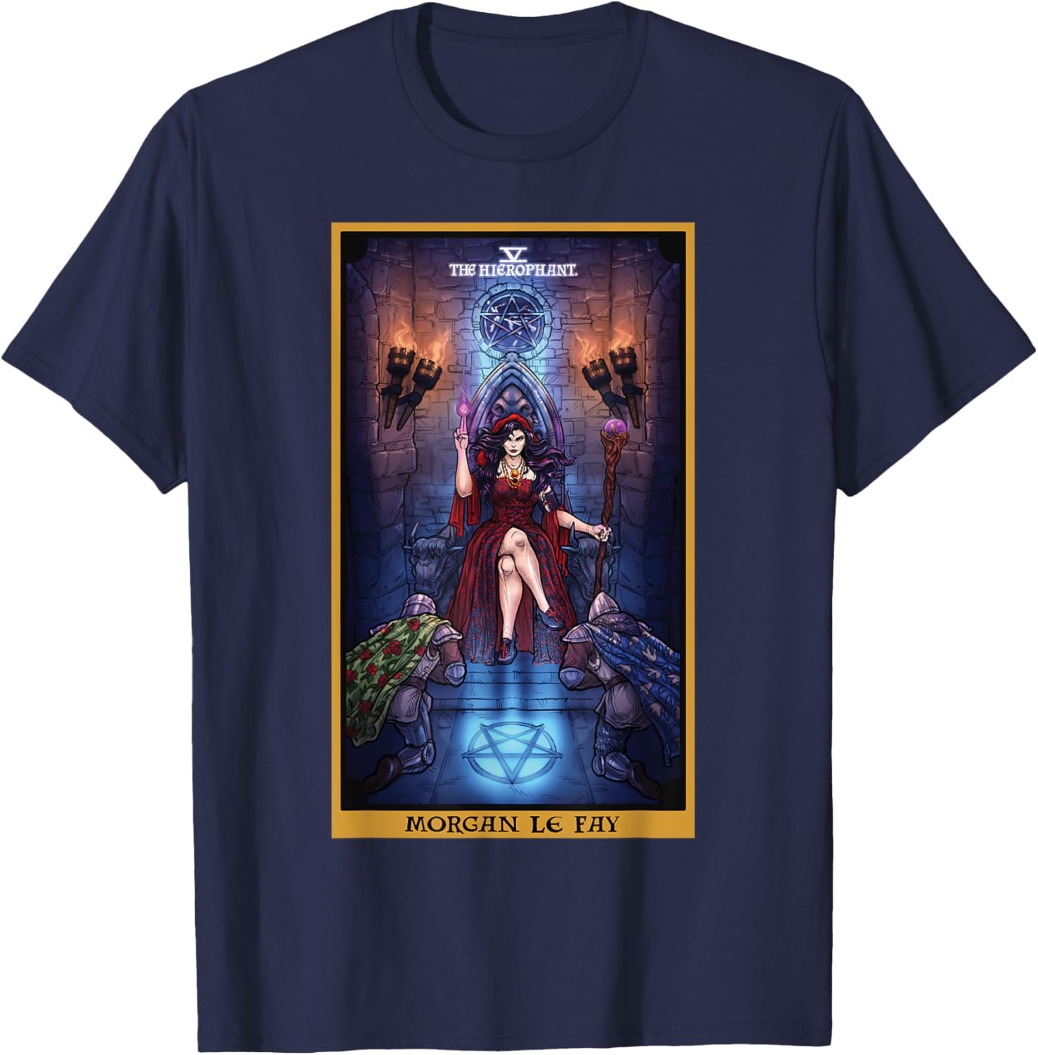 Morgan Le Fay The Hierophant Tarot Card Celtic Pagan Witch T-Shirt - lunas-mystic-emporium.com Morgan Le Fay The Hierophant Tarot Card Celtic Pagan Witch T-Shirt