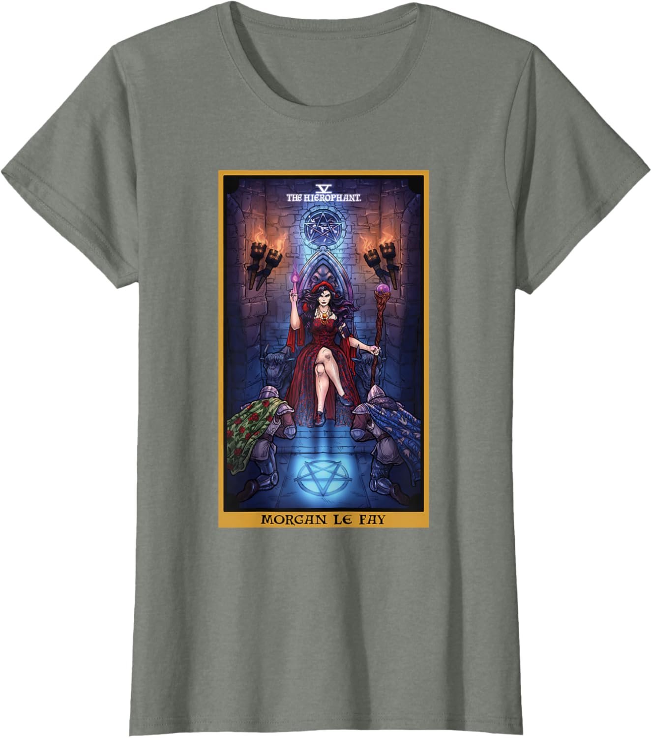 Morgan Le Fay The Hierophant Tarot Card Celtic Pagan Witch T-Shirt - lunas-mystic-emporium.com Morgan Le Fay The Hierophant Tarot Card Celtic Pagan Witch T-Shirt