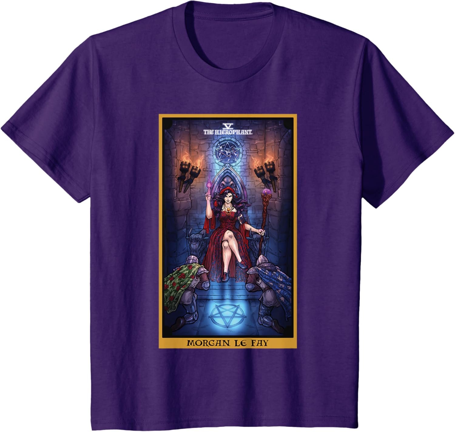 Morgan Le Fay The Hierophant Tarot Card Celtic Pagan Witch T-Shirt - lunas-mystic-emporium.com Morgan Le Fay The Hierophant Tarot Card Celtic Pagan Witch T-Shirt
