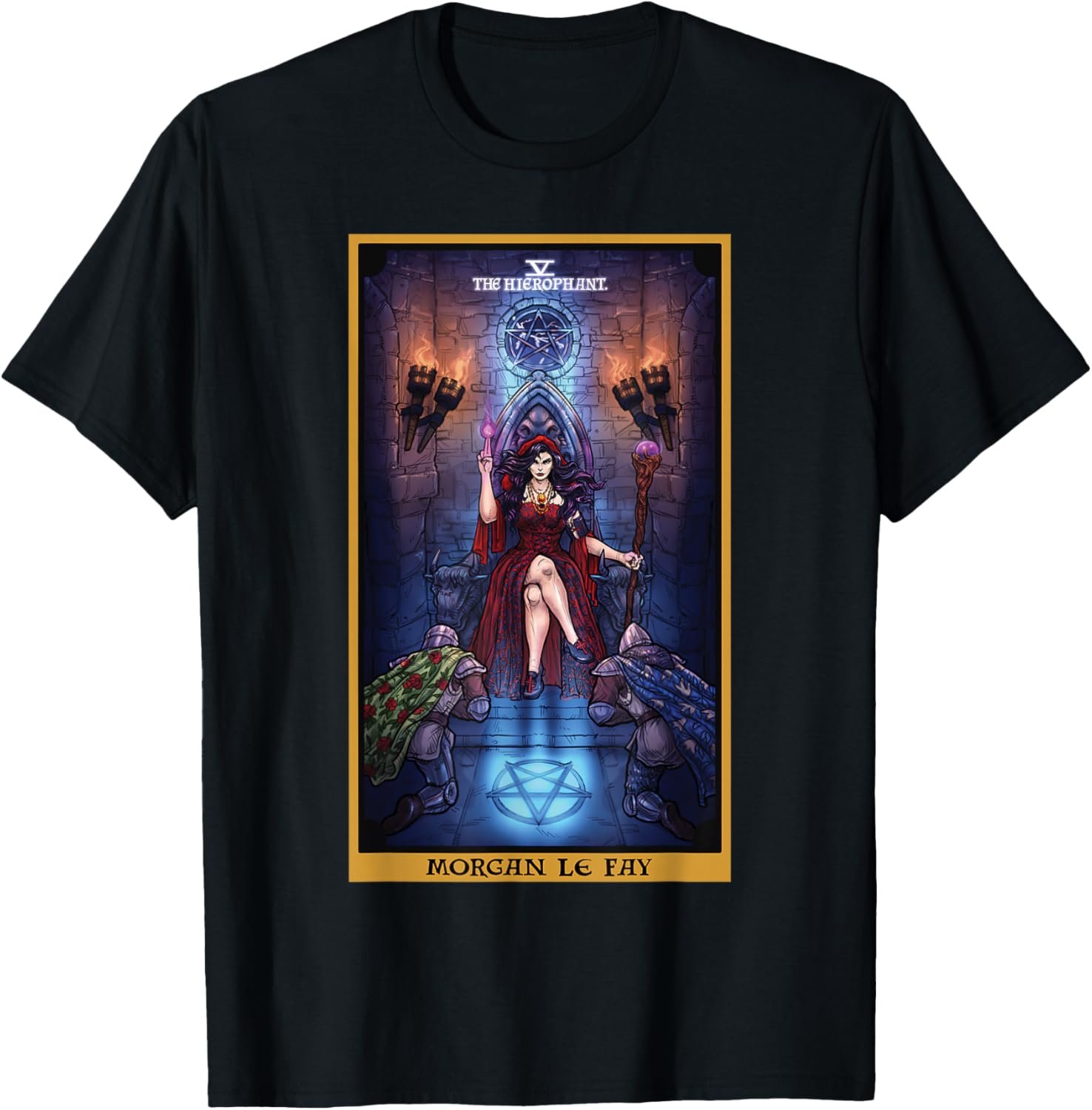 Morgan Le Fay The Hierophant Tarot Card Celtic Pagan Witch T-Shirt - lunas-mystic-emporium.com Morgan Le Fay The Hierophant Tarot Card Celtic Pagan Witch T-Shirt