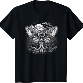 Moth And Moon Night Sky Folkloric Wiccan Nature Goth T-Shirt - lunas-mystic-emporium.com Moth And Moon Night Sky Folkloric Wiccan Nature Goth T-Shirt
