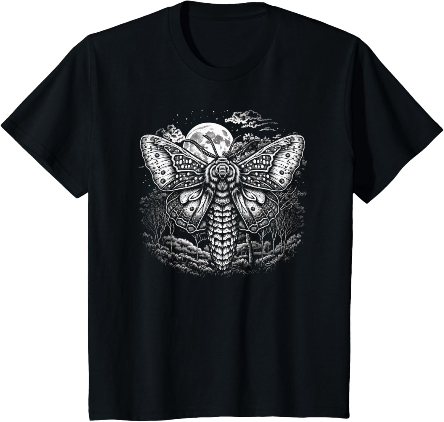 Moth And Moon Night Sky Folkloric Wiccan Nature Goth T-Shirt - lunas-mystic-emporium.com Moth And Moon Night Sky Folkloric Wiccan Nature Goth T-Shirt