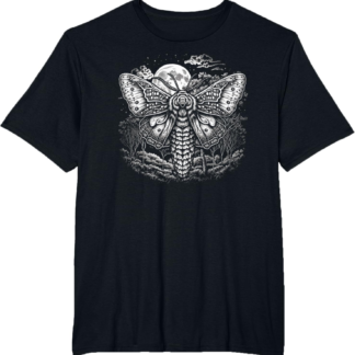 Moth And Moon Night Sky Folkloric Wiccan Nature Goth T-Shirt - lunas-mystic-emporium.com Moth And Moon Night Sky Folkloric Wiccan Nature Goth T-Shirt