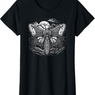 Moth And Moon Night Sky Folkloric Wiccan Nature Goth T-Shirt - lunas-mystic-emporium.com Moth And Moon Night Sky Folkloric Wiccan Nature Goth T-Shirt
