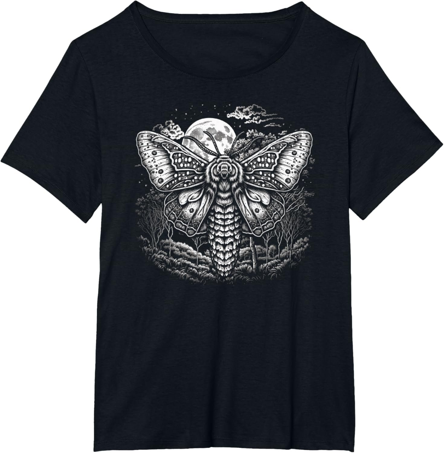 Moth And Moon Night Sky Folkloric Wiccan Nature Goth T-Shirt - lunas-mystic-emporium.com Moth And Moon Night Sky Folkloric Wiccan Nature Goth T-Shirt