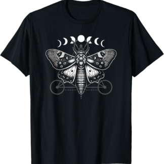 Moth Moon Cycles And Sacred Geometry Wiccan Nature Goth T-Shirt