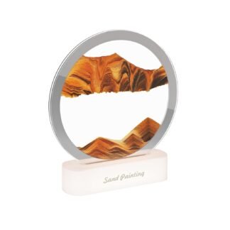 Moving Sand Art with Light(7 Color/Touch Control),3D Glass Quicksand Painting Bedside Lamp Decompression Liquid Office Decoration Gift (Yellow-1)