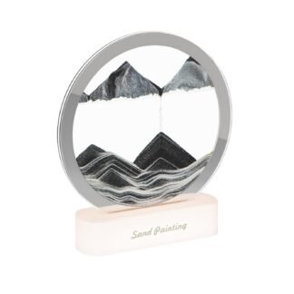 Moving Sand Art with Light(7 Color/Touch Control),3D Glass Quicksand Painting Bedside Lamp Decompression Liquid Office Decoration Gift (Black-1)