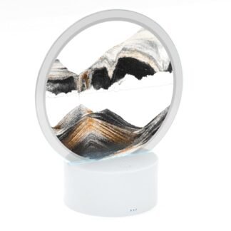 Moving Sand Art with Light(7 Color/Touch Control),3D Glass Quicksand Painting Bedside Lamp Decompression Liquid Office Decoration Gift (Black)