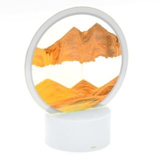 Moving Sand Art with Light(7 Color/Touch Control),3D Glass Quicksand Painting Bedside Lamp Decompression Liquid Office Decoration Gift (Yellow)
