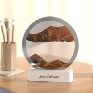 Moving Sand Art with Light(7 Color/Touch Control),3D Glass Quicksand Painting Bedside Lamp Decompression Liquid Office Decoration Gift (Yellow-1)