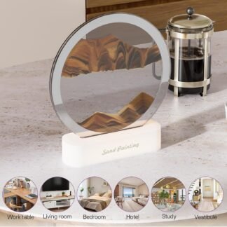Moving Sand Art with Light(7 Color/Touch Control),3D Glass Quicksand Painting Bedside Lamp Decompression Liquid Office Decoration Gift (Yellow-1)