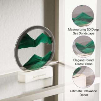 Moving Sand Art with Light(7 Color/Touch Control),3D Glass Quicksand Painting Bedside Lamp Decompression Liquid Office Decoration Gift (Green-1)