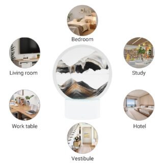 Moving Sand Art with Light(7 Color/Touch Control),3D Glass Quicksand Painting Bedside Lamp Decompression Liquid Office Decoration Gift (Black)