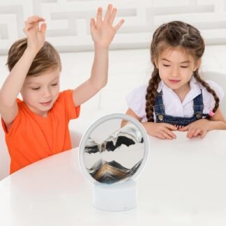 Moving Sand Art with Light(7 Color/Touch Control),3D Glass Quicksand Painting Bedside Lamp Decompression Liquid Office Decoration Gift (Black)