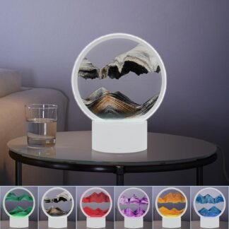 Moving Sand Art with Light(7 Color/Touch Control),3D Glass Quicksand Painting Bedside Lamp Decompression Liquid Office Decoration Gift (Black)