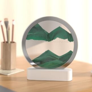 Moving Sand Art with Light(7 Color/Touch Control),3D Glass Quicksand Painting Bedside Lamp Decompression Liquid Office Decoration Gift (Green-1)