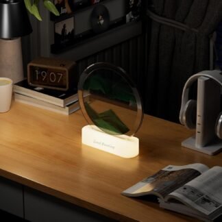 Moving Sand Art with Light(7 Color/Touch Control),3D Glass Quicksand Painting Bedside Lamp Decompression Liquid Office Decoration Gift (Green-1)