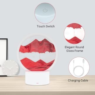 Moving Sand Art with Light(7 Color/Touch Control),3D Glass Quicksand Painting Bedside Lamp Decompression Liquid Office Decoration Gift (Green-1)