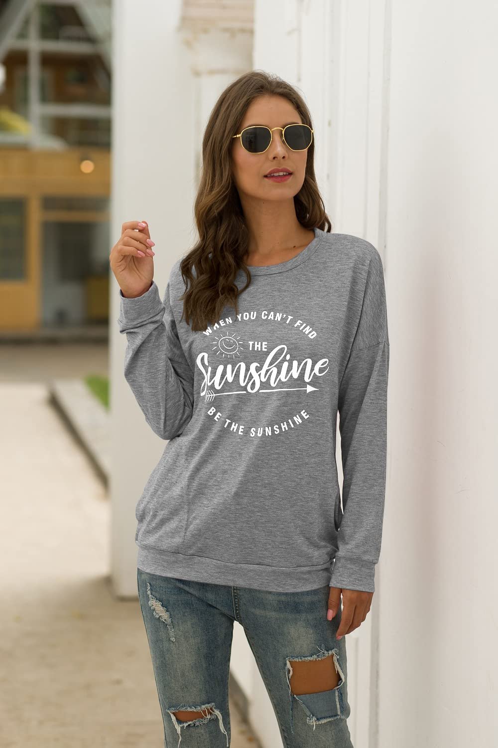 Muicy Womens Sunshine Shirt Casual Long Sleeve Shirt Tops Trendy Loose Fit Sweatshirts Tunic Tops with Pockets - lunas-mystic-emporium.com Muicy Womens Sunshine Shirt Casual Long Sleeve Shirt Tops Trendy Loose Fit Sweatshirts Tunic Tops with Pockets