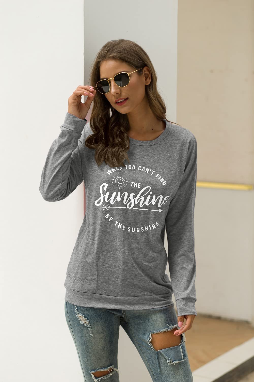 Muicy Womens Sunshine Shirt Casual Long Sleeve Shirt Tops Trendy Loose Fit Sweatshirts Tunic Tops with Pockets - lunas-mystic-emporium.com Muicy Womens Sunshine Shirt Casual Long Sleeve Shirt Tops Trendy Loose Fit Sweatshirts Tunic Tops with Pockets