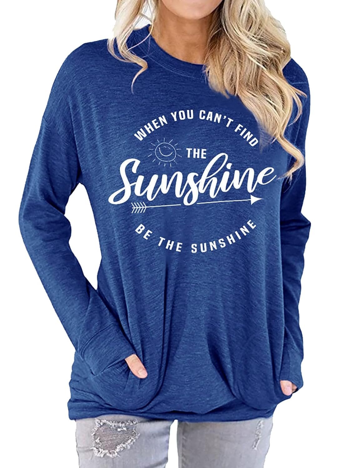 Muicy Womens Sunshine Shirt Casual Long Sleeve Shirt Tops Trendy Loose Fit Sweatshirts Tunic Tops with Pockets - lunas-mystic-emporium.com Muicy Womens Sunshine Shirt Casual Long Sleeve Shirt Tops Trendy Loose Fit Sweatshirts Tunic Tops with Pockets