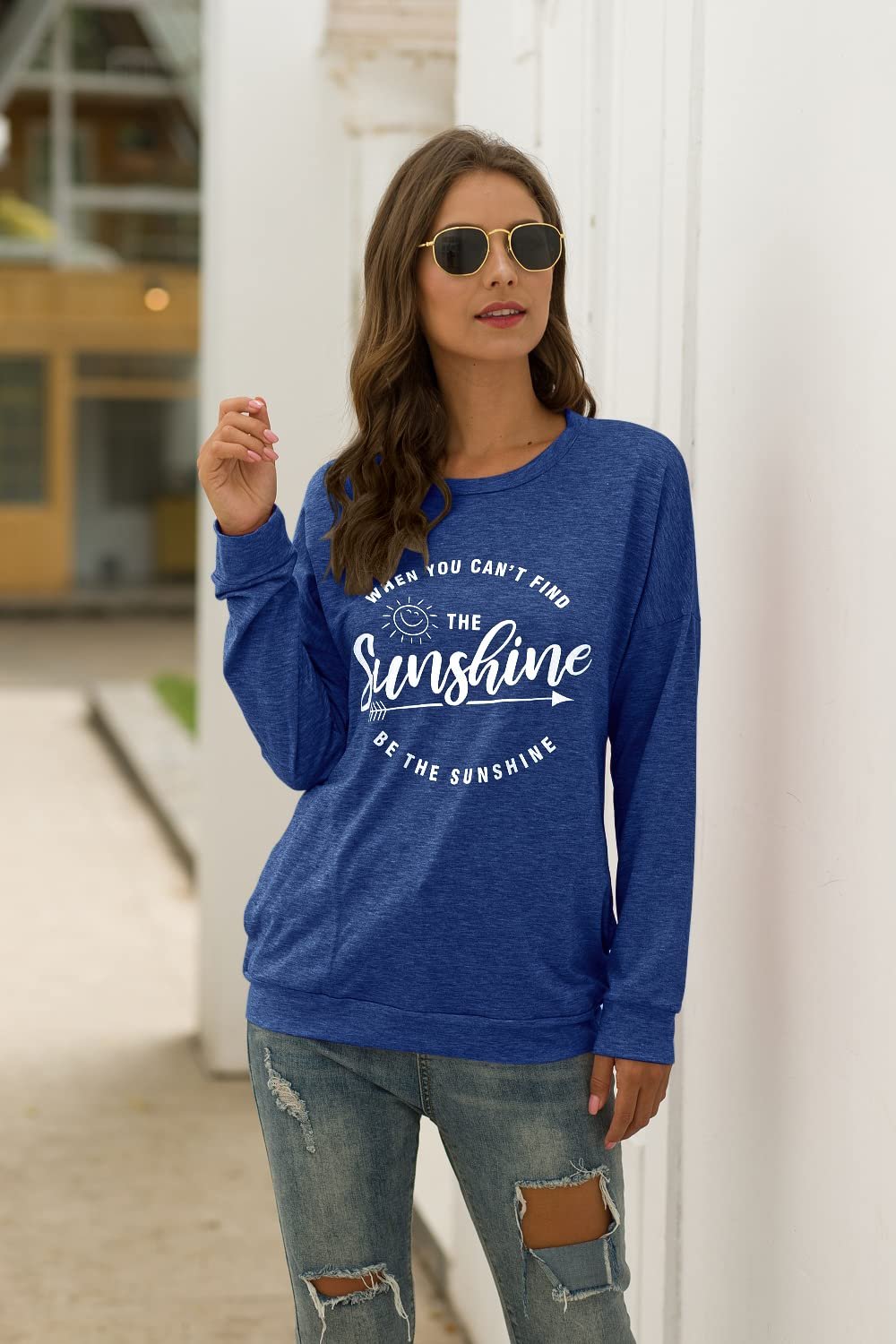 Muicy Womens Sunshine Shirt Casual Long Sleeve Shirt Tops Trendy Loose Fit Sweatshirts Tunic Tops with Pockets - lunas-mystic-emporium.com Muicy Womens Sunshine Shirt Casual Long Sleeve Shirt Tops Trendy Loose Fit Sweatshirts Tunic Tops with Pockets