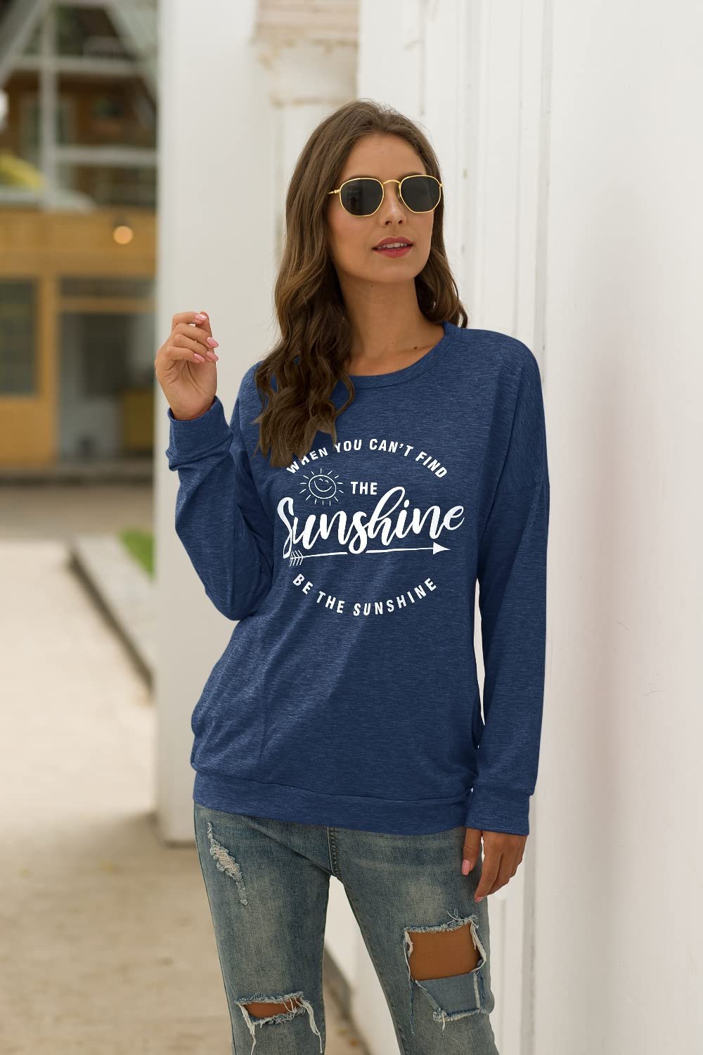 Muicy Womens Sunshine Shirt Casual Long Sleeve Shirt Tops Trendy Loose Fit Sweatshirts Tunic Tops with Pockets - lunas-mystic-emporium.com Muicy Womens Sunshine Shirt Casual Long Sleeve Shirt Tops Trendy Loose Fit Sweatshirts Tunic Tops with Pockets